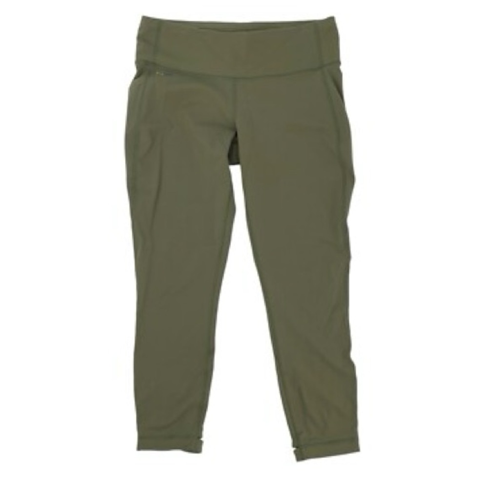 Lole Leggings Size Large Crop Olive Green Women’s Workout Yoga Cut Out Mid Rise